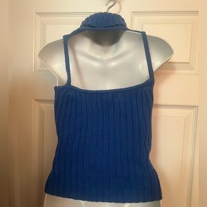 Tempesta backless cowlneck sleeveless Blue sweater sz P
